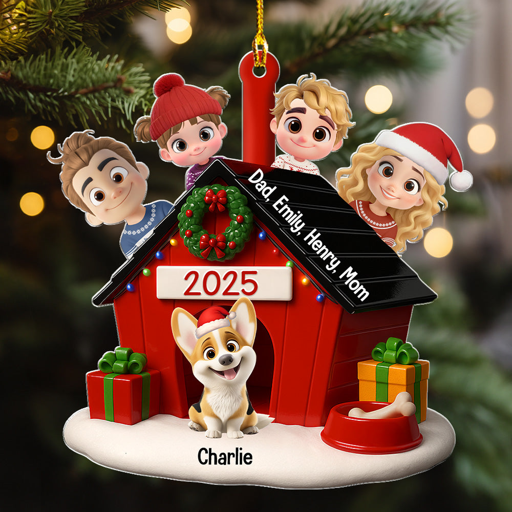 Custom Christmas Decor Home Birthday Gifts For Dog Lovers • Peeking On You - Personalized 3D Effect Acrylic Ornament