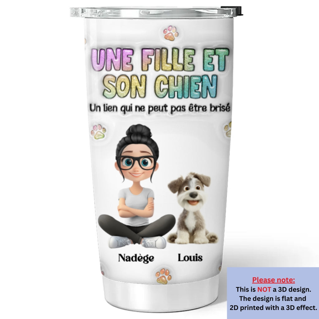 Custom Christmas Birthday Gifts For Dog Mom, Dog Lovers • Gobelet Personnalisé En Effet 3D Gonflé - Une fille et son chien
