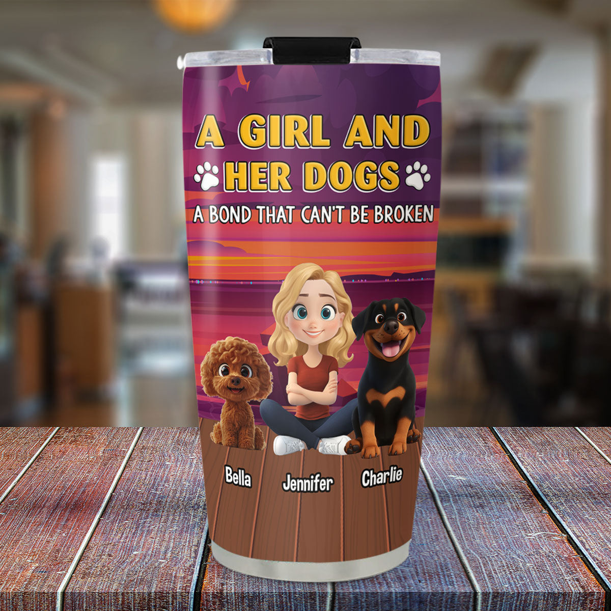 Custom Mother's day Birthday Gifts For Dog Mom, Dog Lovers • Ocean Glow With Pet - Personalized Tumbler