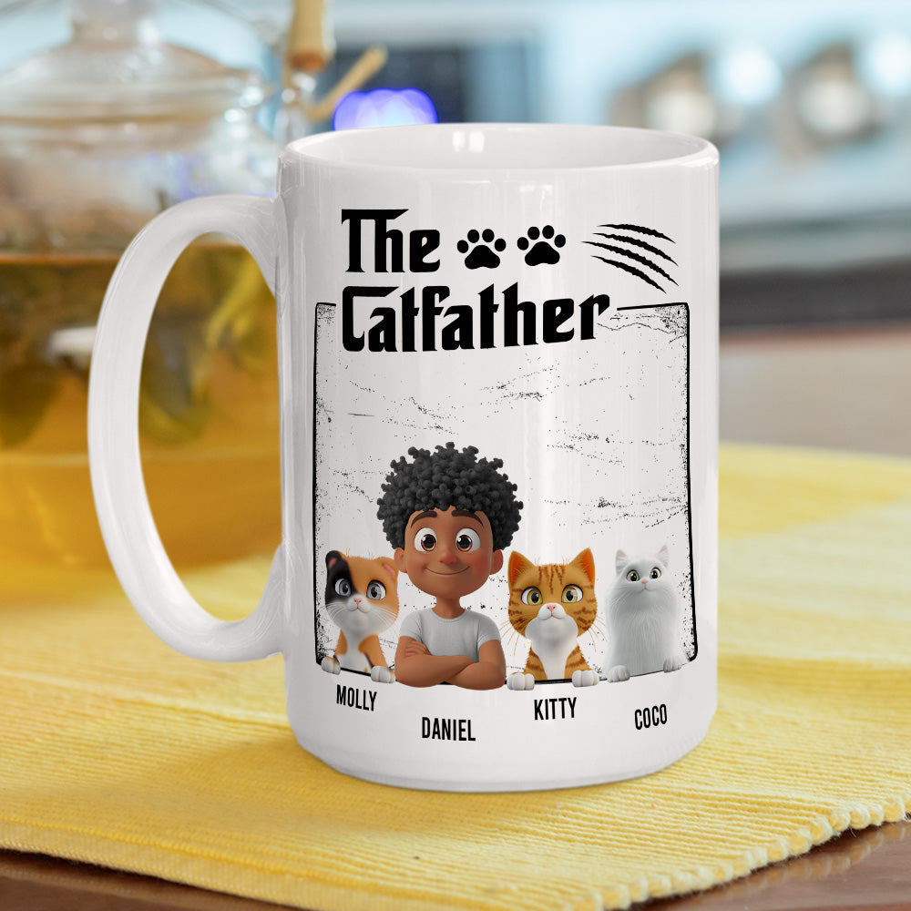 Custom Father's day Birthday Gifts For Cat Dad, Cat Lovers • The Catfather - Personalized Coffee Mug