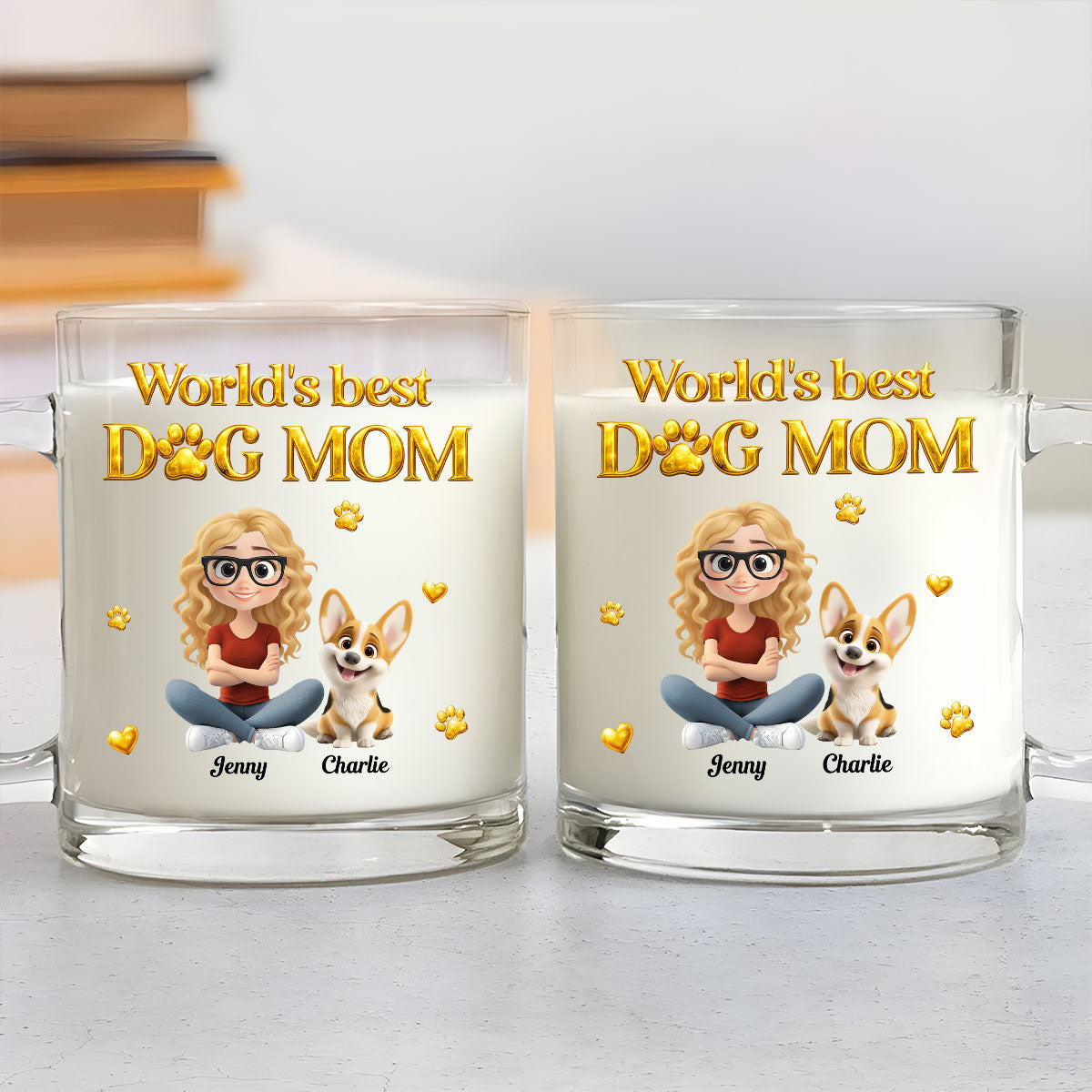 Custom Christmas Birthday Gifts For Dog Mom, Dog Lovers • I Love My Dog - Personalized 3D Effect Glass Mug