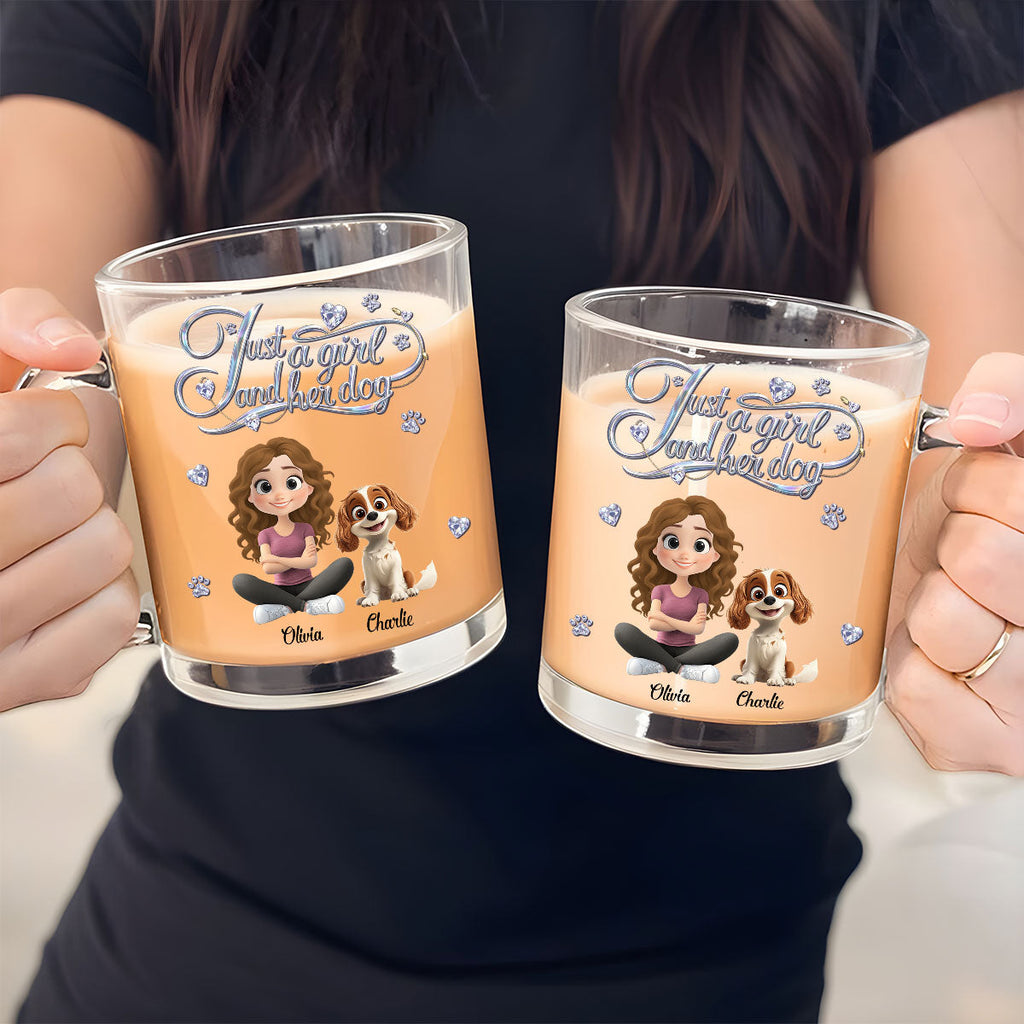Custom Mother's day Birthday Gifts For Dog Mom, Dog Lovers • Just Being A Girl - Personalized 3D Effect Glass Mug
