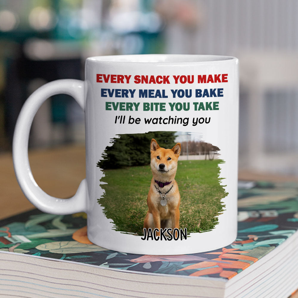 Custom Photo Christmas Birthday Gifts For Dog Lovers • Watching You Dad Mom Photo - Personalized Coffee Mug