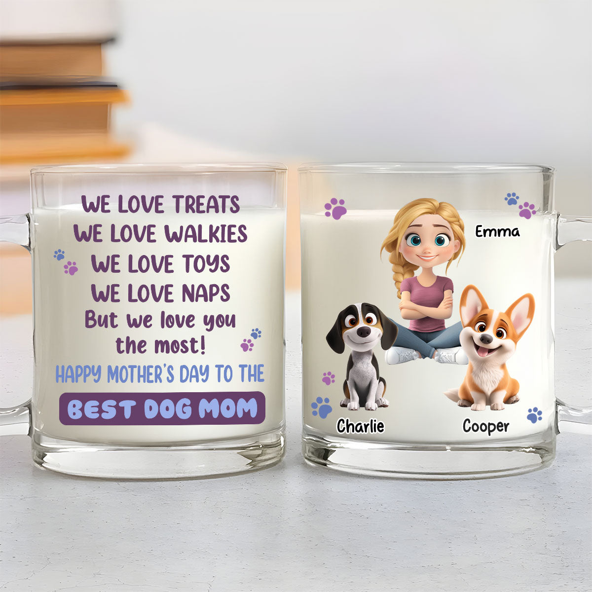 Custom Mother's Father's day Birthday Gifts For Dog Lovers • I Love You The Most Dog Mom Dad - Personalized Glass Mug