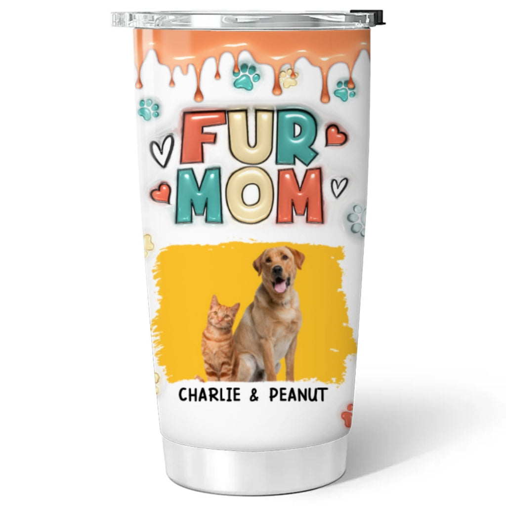 Custom Mother's day Birthday Gifts For Cat Mom, Cat Lovers • Mom Of Pet Photo - Personalized 3D Inflated Effect Tumbler