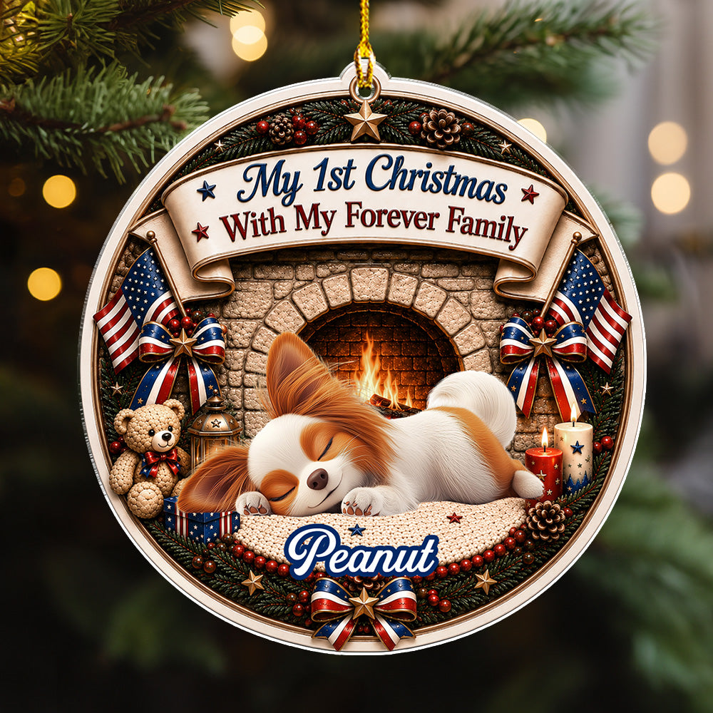 Custom Christmas Decor Home Birthday Gifts For Dog Mom, Dog Lovers • First Christmas Loved - Personalized Acrylic Ornament