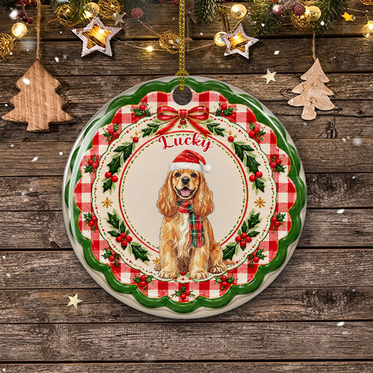 Custom Christmas Decor Home Birthday Gifts For Dog Mom, Dog Lovers • Merry Bright And Furry - Personalized 3D Effect Ceramic Ornament
