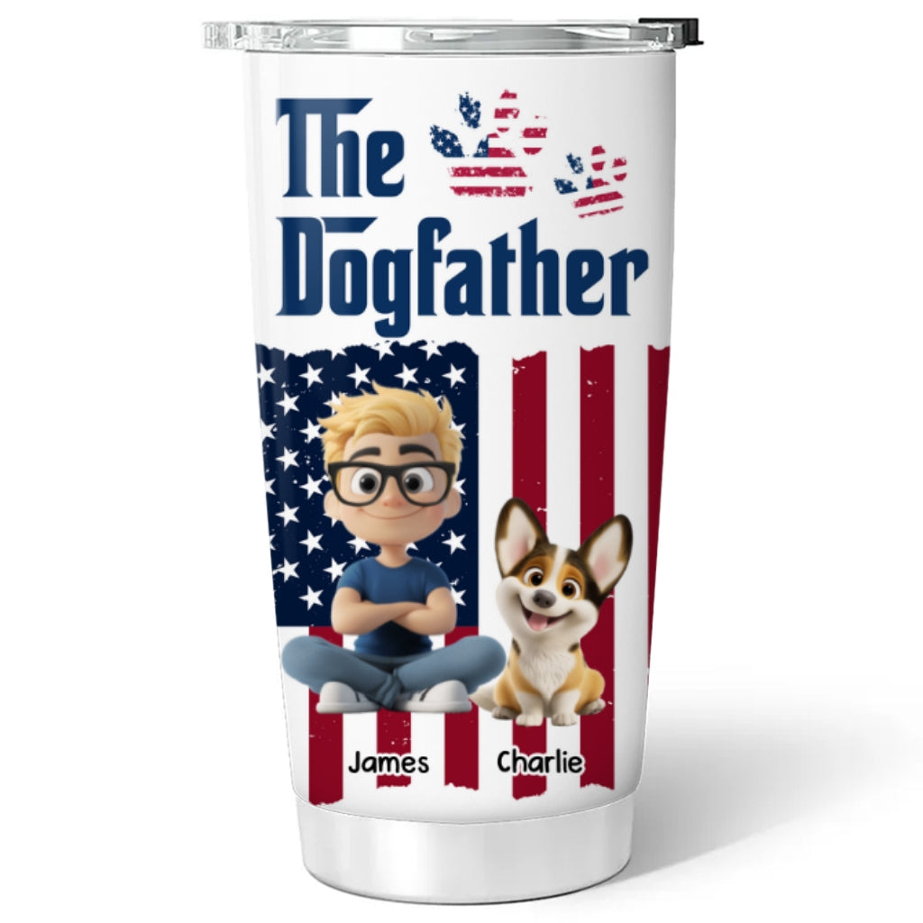 Custom Christmas Birthday Gifts For Dog Dad, Dog Lovers • American Handsome Dog Father - Personalized Tumbler