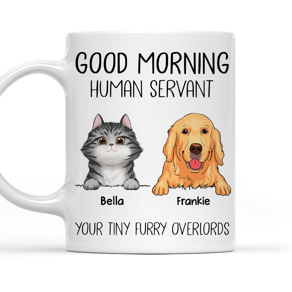 Custom Mother's day Birthday Gifts For Cat Mom, Cat Lovers • Good Morning Human Servant Pet Version - Personalized Coffee Mug