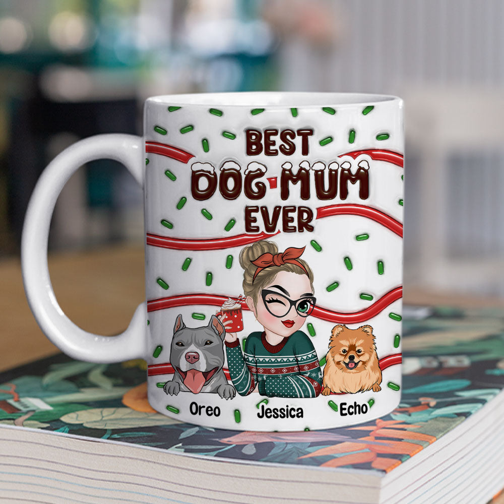 Custom Christmas Birthday Gifts For Dog Lovers • Best Dog Mom Dad Cake - Personalized 3D Inflated Effect Mug