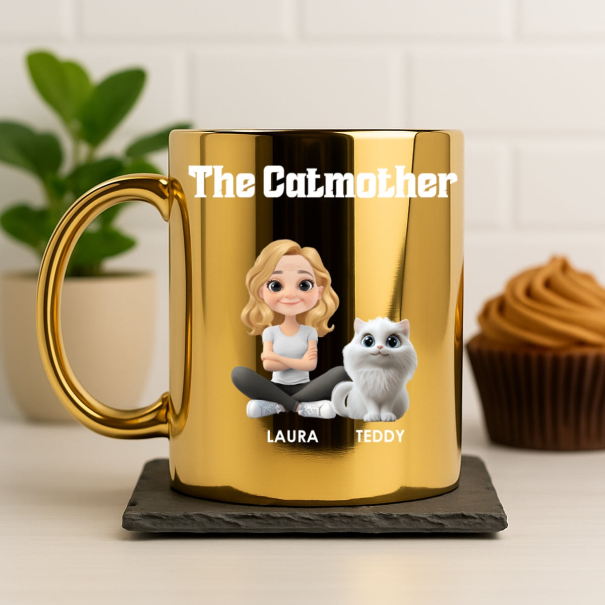 Custom Christmas Birthday Gifts For Cat Mom, Cat Lovers • Cat Mom Luxury - Personalized Metallic Mug