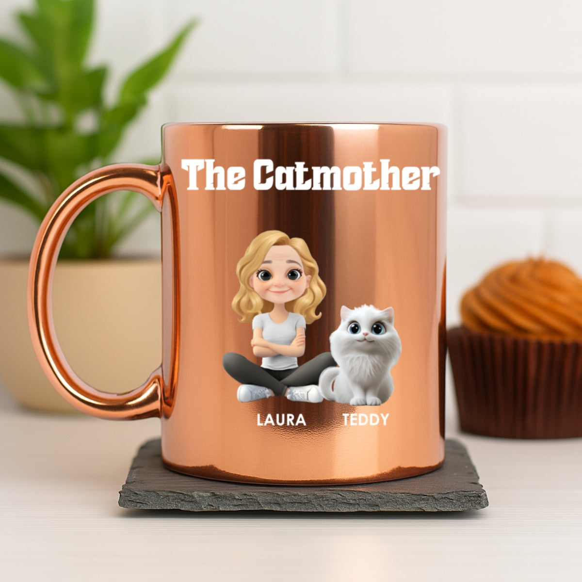 Custom Christmas Birthday Gifts For Cat Mom, Cat Lovers • Cat Mom Luxury - Personalized Metallic Mug