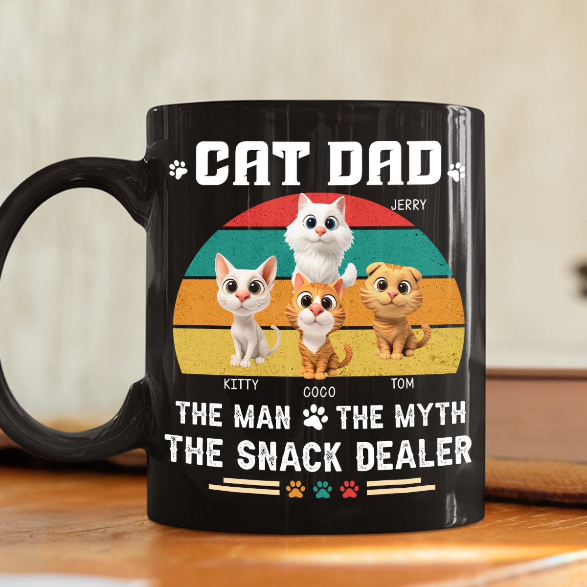 Custom Christmas Birthday Gifts For Cat Dad, Cat Lovers • Man Myth Dealer - Personalized Coffee Mug