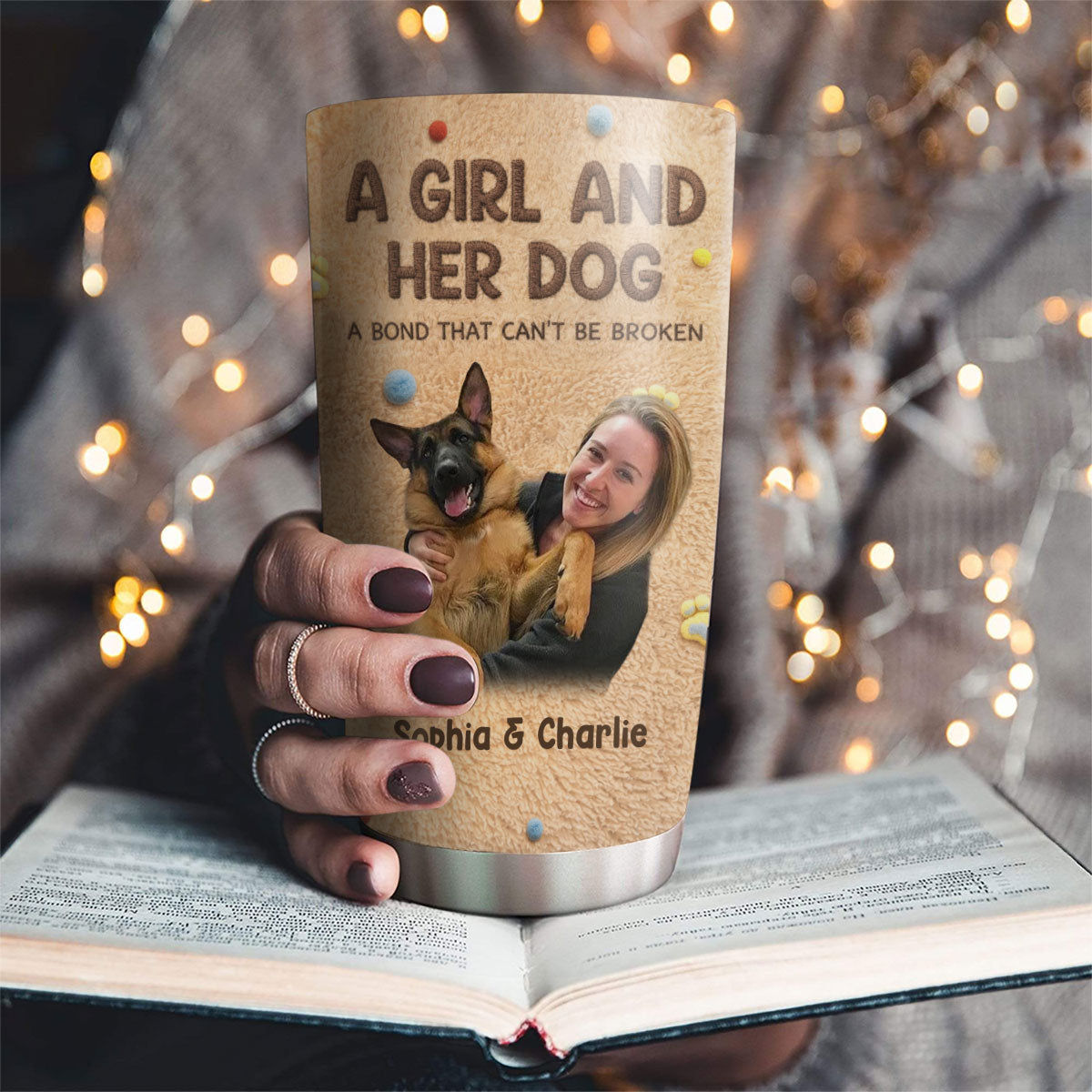 Custom Photo Christmas Birthday Gifts For Dog Mom, Dog Lovers • Stuffy Girl And Her Lovely Dogs Ver Photo - Personalized 3D Effect Tumbler