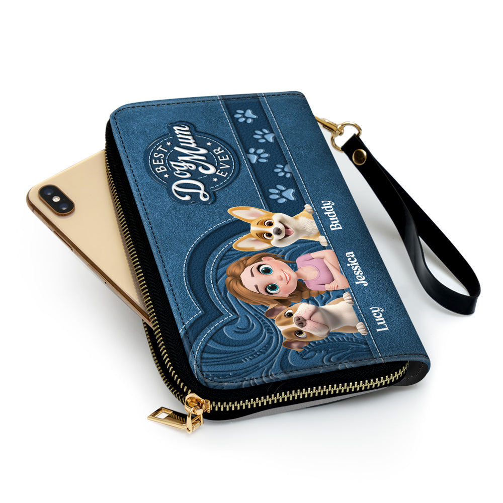Best Dog Mom Mum In The World - Personalized Leather Wallet