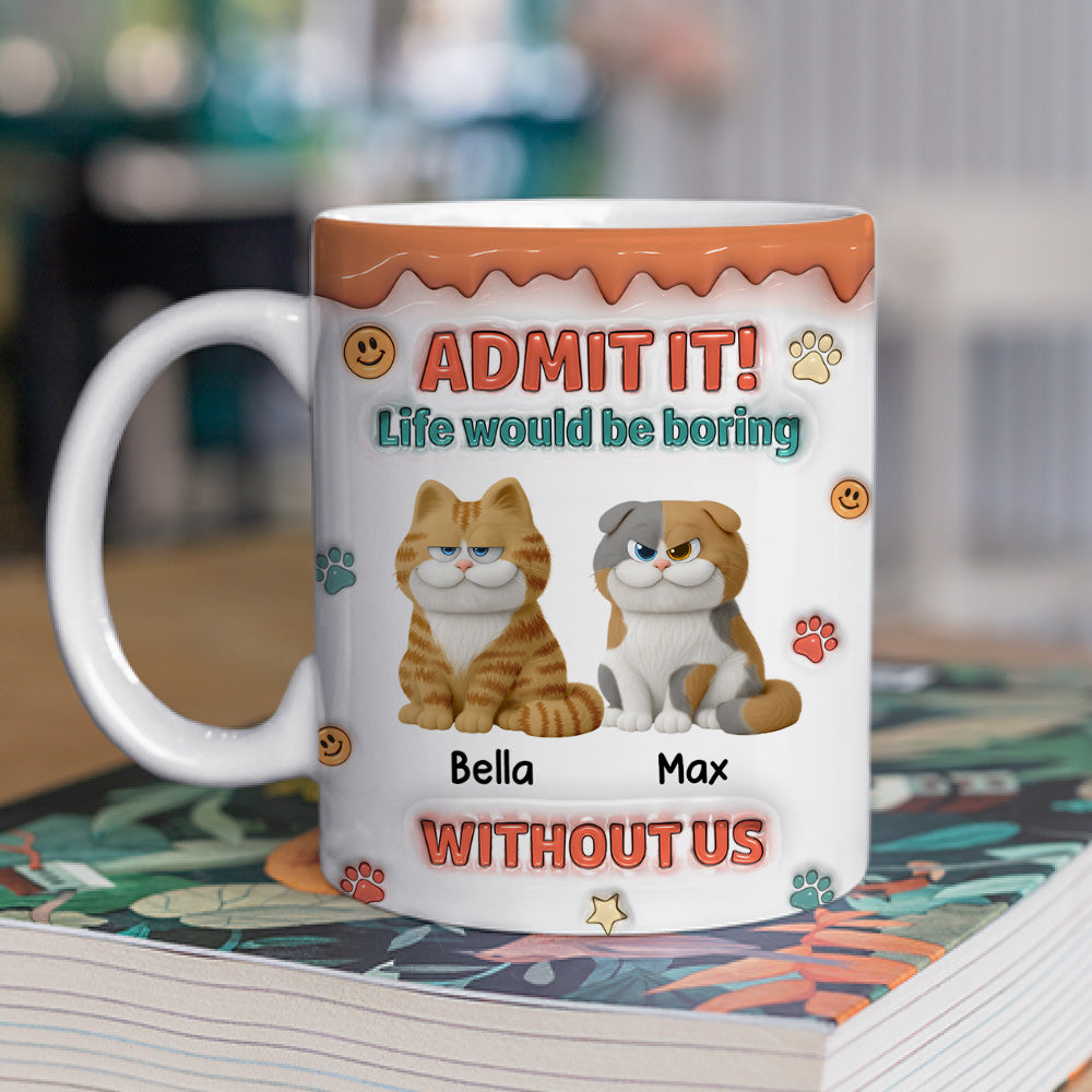 Custom Christmas Birthday Gifts For Cat Lovers • Admit It Chunky Cat - Personalized 3D Inflated Effect Coffee Mug