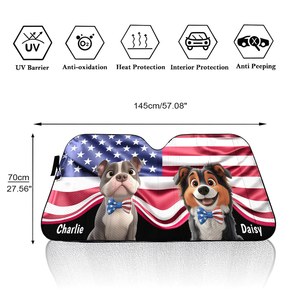 Custom Christmas Birthday Gifts Car Accessories for Dog Parents • Proud American Dogs - Personalized Car Sunshade