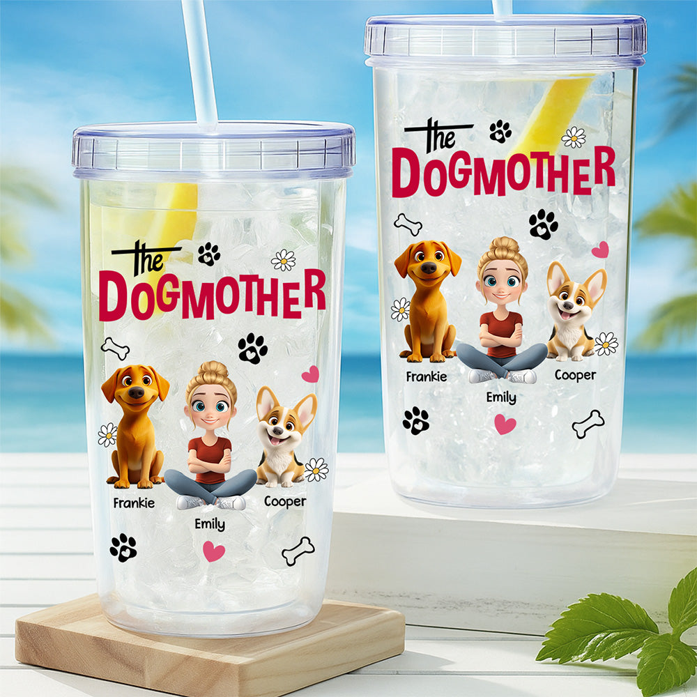 Custom Christmas Birthday Gifts For Dog Mom, Dog Lovers • The Dogmother - Personalized 14oz Plastic Tumbler