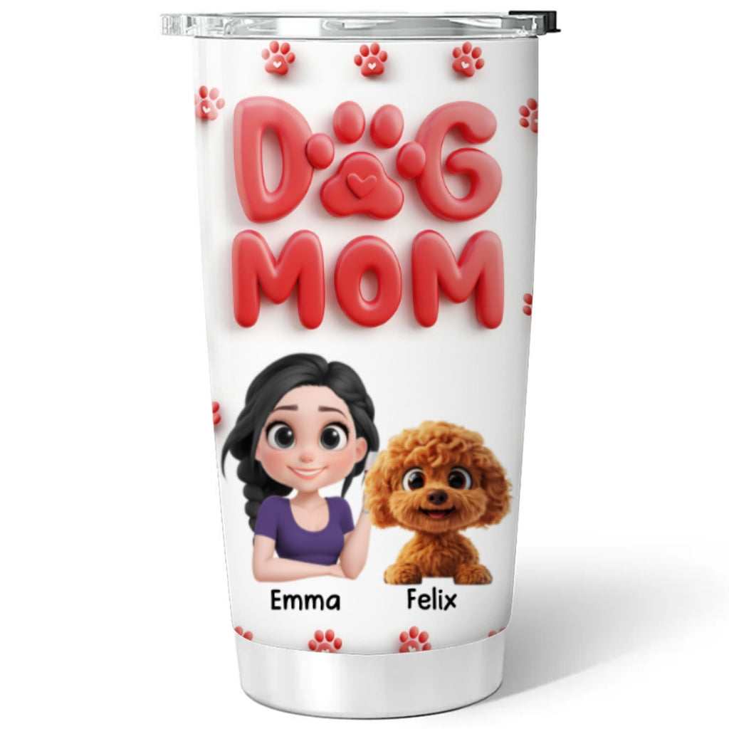 Custom Christmas Birthday Gifts For Dog Mom, Dog Lovers • Dog Mom Cartoon Style - Personalized Tumbler