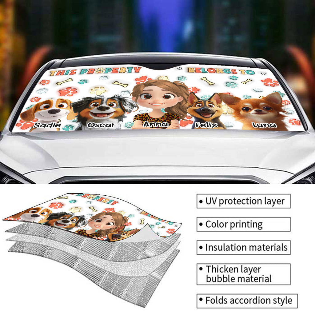 Custom Christmas Birthday Gifts Car Accessories for Dog Parents • Belongs To Us - Personalized 3D Inflated Effect Car Sunshade