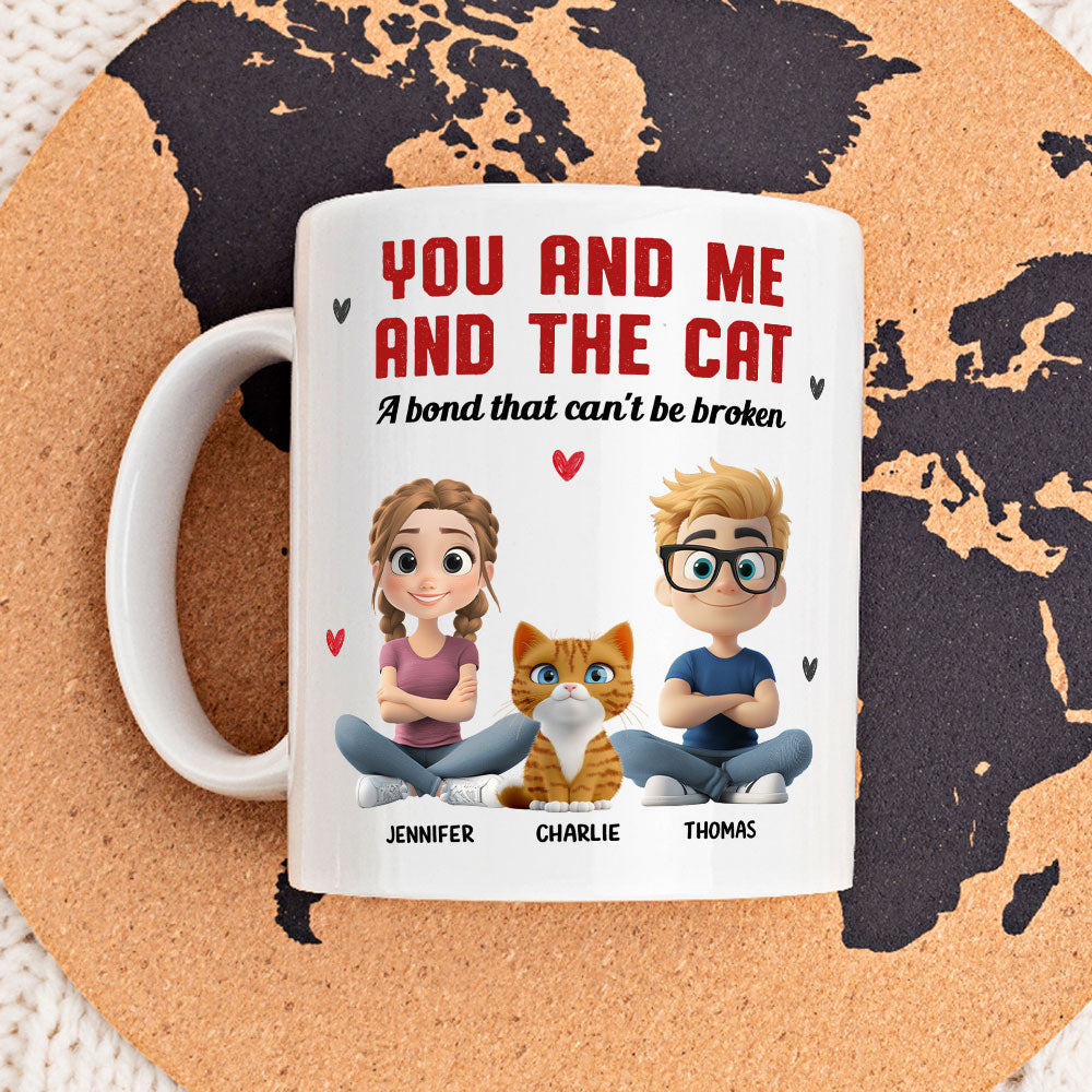Custom Christmas Birthday Gifts For Cat Lovers • You Me And The Cat - Personalized Coffee Mug