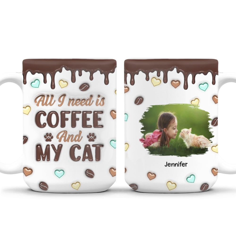 Coffee And Cat Photo - Personalized 3D Inflated Effect Mug