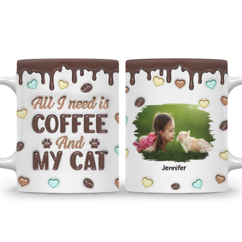 Coffee And Cat Photo - Personalized 3D Inflated Effect Mug