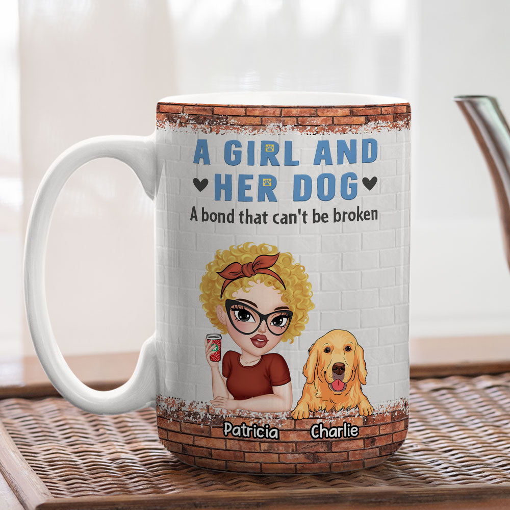 Custom Mother's day Birthday Gifts For Dog Mom, Dog Lovers • Unbreakable Bond Of A Girl And Her Dog - Personalized Coffee Mug