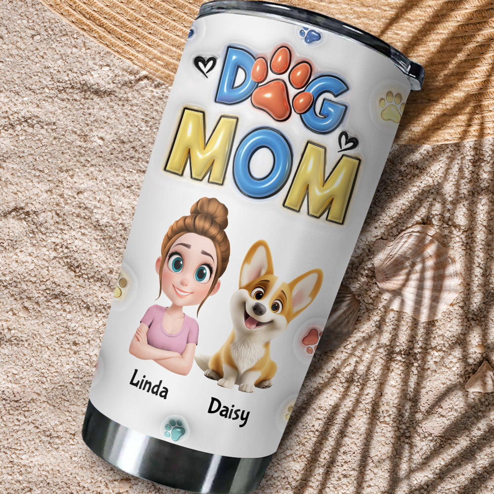 Custom Christmas Birthday Gifts For Dog Lovers • Thank You My Dog Mom Dad - Personalized 3D Inflated Effect Tumbler