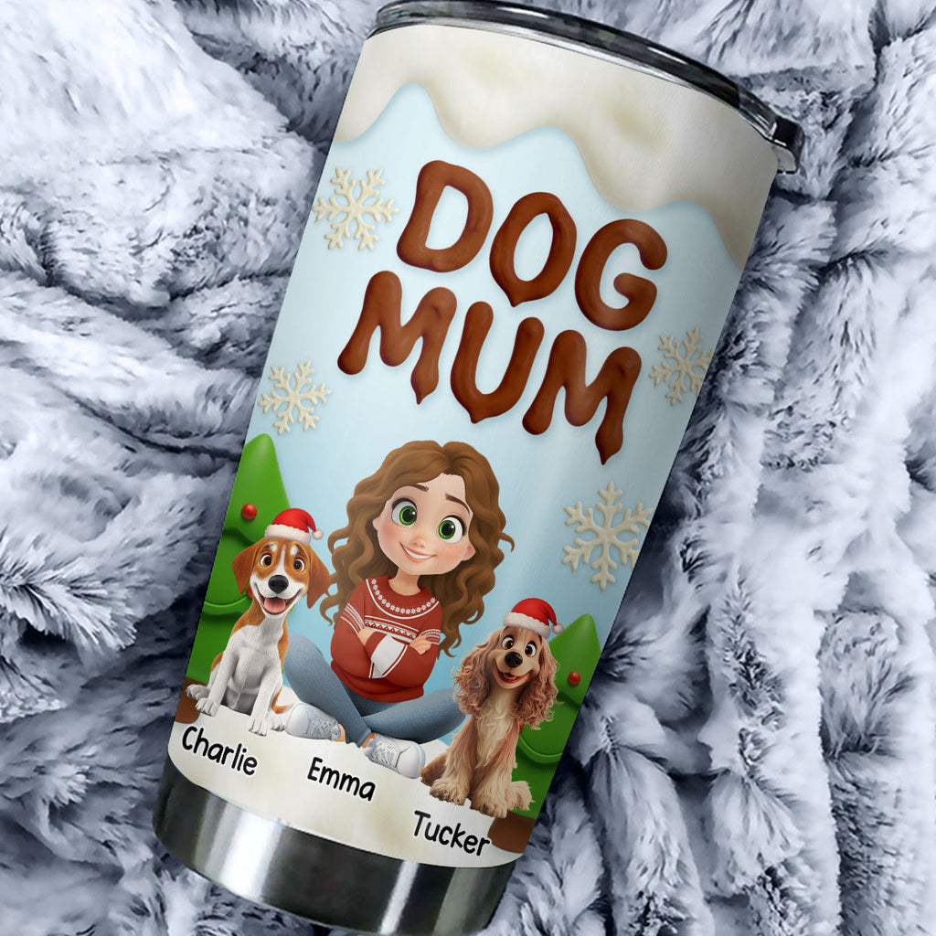 Custom Christmas Birthday Gifts For Dog Lovers • Dog Mom Dad Christmas Color - Personalized 3D Effect Tumbler
