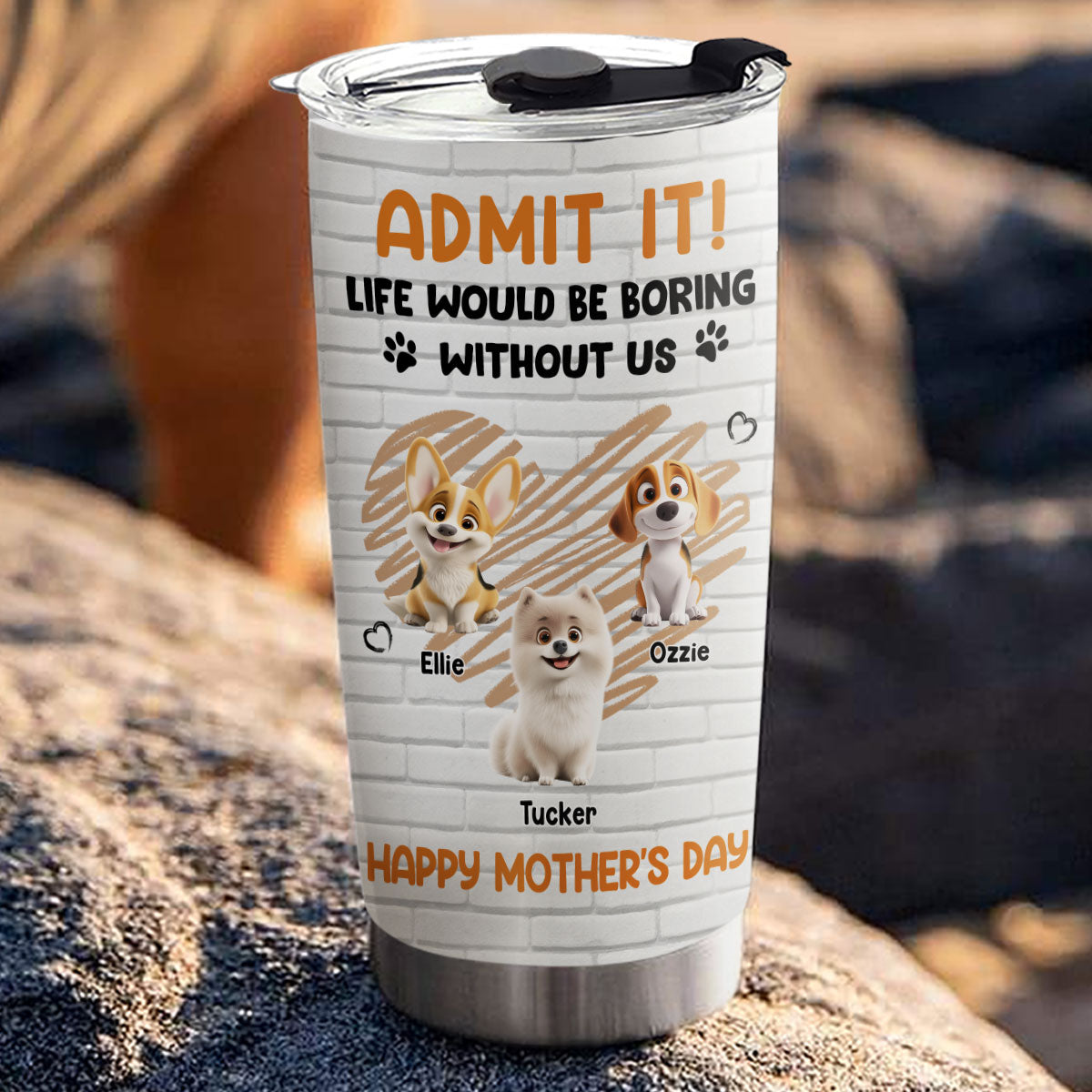 Custom Mother's day Birthday Gifts For Dog Mom, Dog Lovers • Admit It Orange - Personalized Tumbler