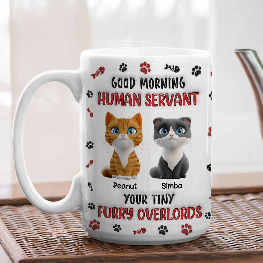 Custom Mother's day Birthday Gifts For Cat Mom, Cat Lovers • Furry Overlords - Personalized 3D Inflated Effect Mug