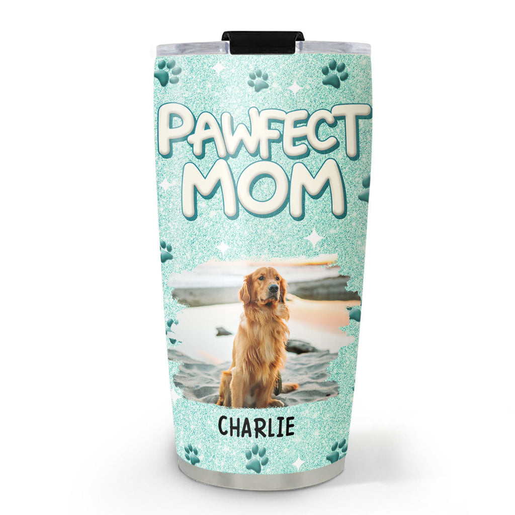 Custom Photo Christmas Birthday Gifts For Dog Mom, Dog Lovers • Pawfect Mom Photo - Personalized 3D Inflated Effect Tumbler