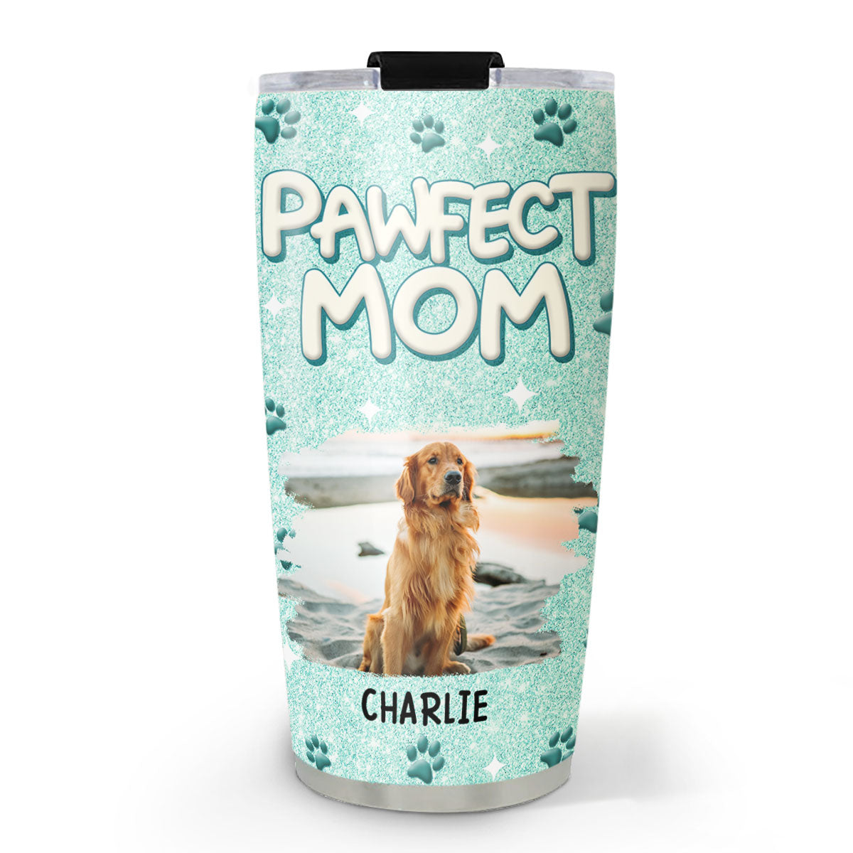 Custom Photo Christmas Birthday Gifts For Dog Mom, Dog Lovers • Pawfect Mom Photo - Personalized 3D Inflated Effect Tumbler
