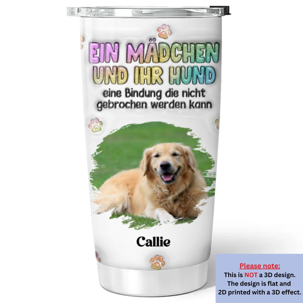 Custom Photo Christmas Birthday Gifts For Dog Mom, Dog Lovers • Ein Mädchen und ihr Hund Foto – Personalisierter 3D-Thermobecher mit aufblasbarem Effekt