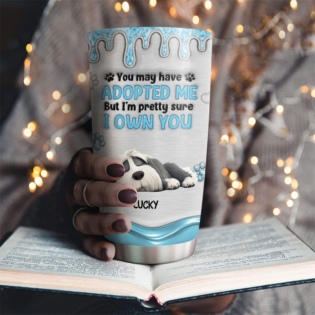 Custom Christmas Birthday Gifts For Dog Lovers • Absolutely I Own You - Personalized 3D Effect Tumbler