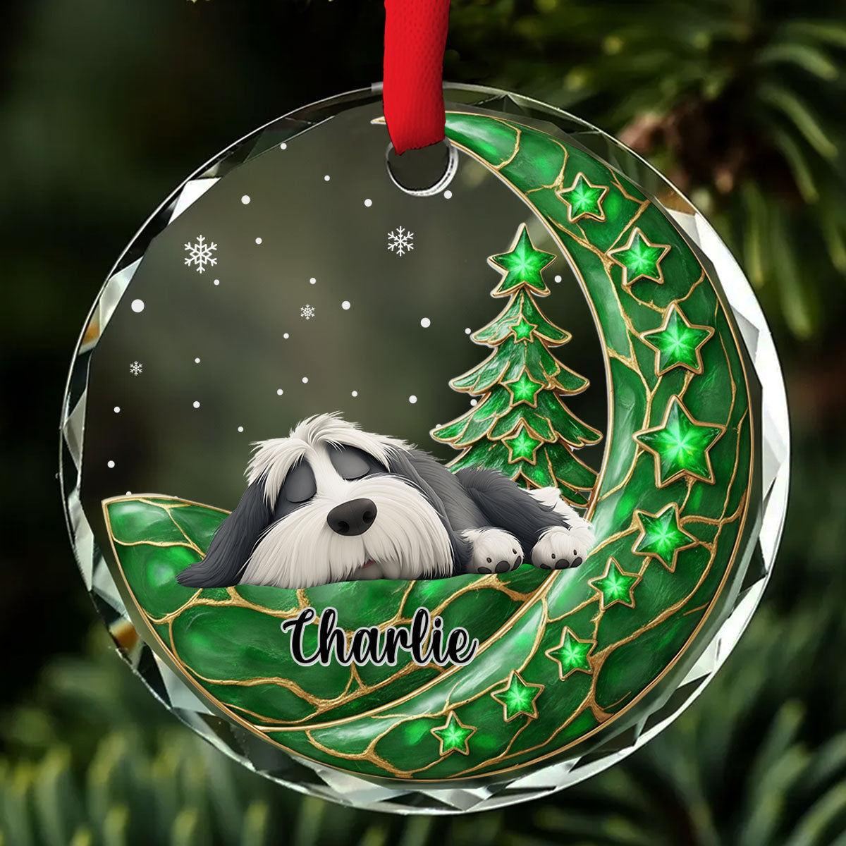 Custom Christmas Decor Home Birthday Gifts For Dog Lovers • Beside Pearl Of You - Personalized 3D Effect Glass Ornament