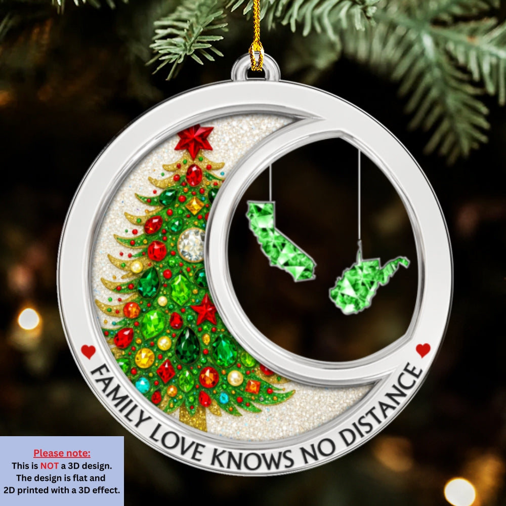 Family Love Knows No Distance Crystal - Personalized Acrylic Ornament