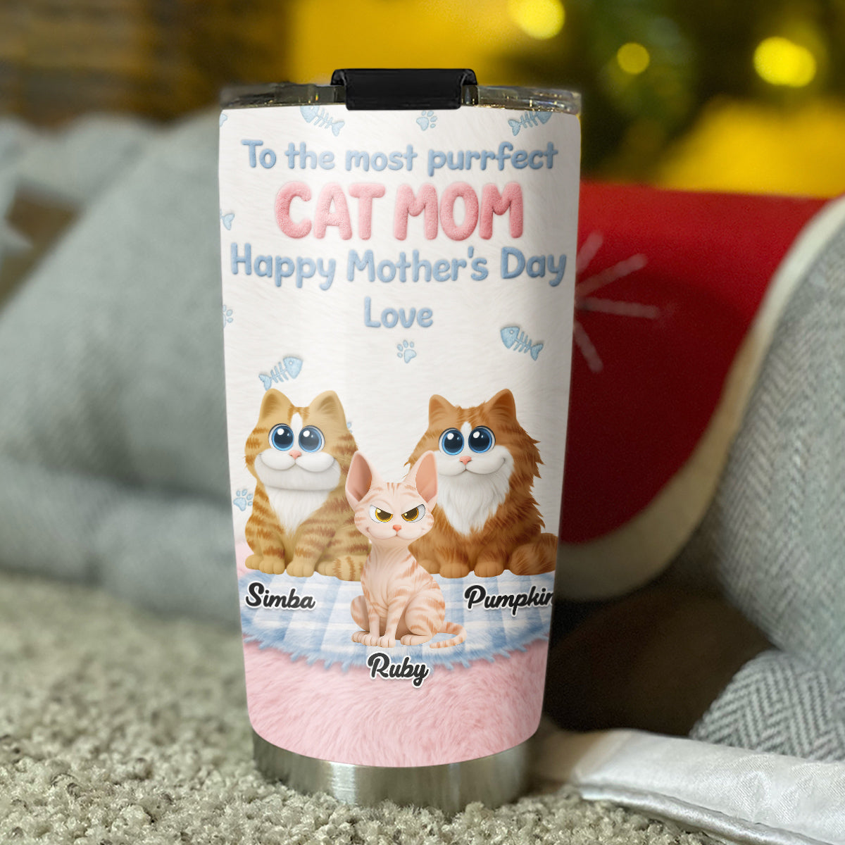 Custom Mother's day Birthday Gifts For Cat Mom, Cat Lovers • The Most Perfect One We Could Find - Personalized 3D Effect Tumbler