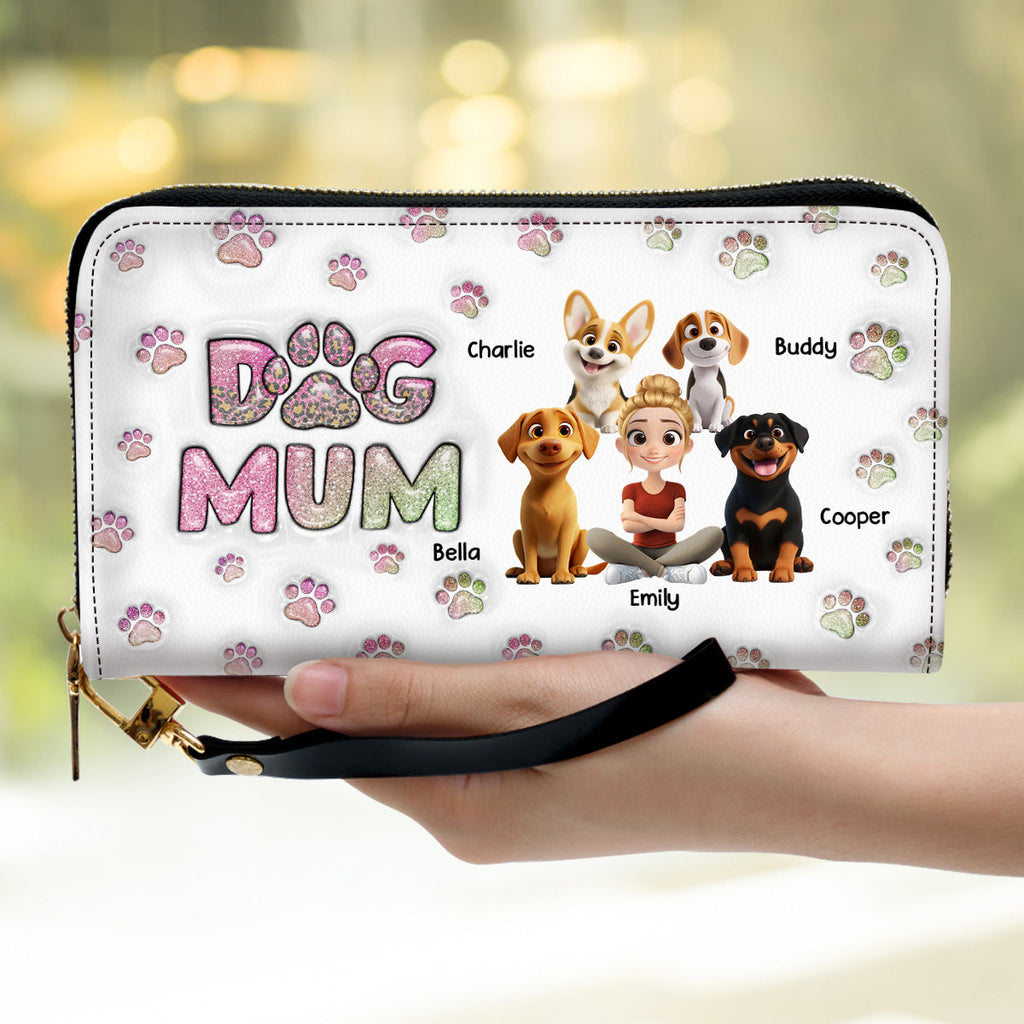 Dog Mom Lovely Chibi - Personalized 3D Inflated Effect Leather Wallet