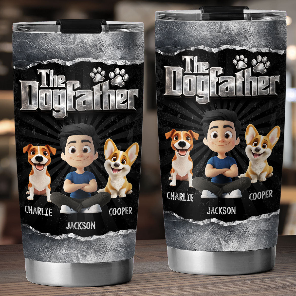 Custom Christmas Birthday Gifts For Dog Dad, Dog Lovers • Father Of Dogs - Personalized Tumbler