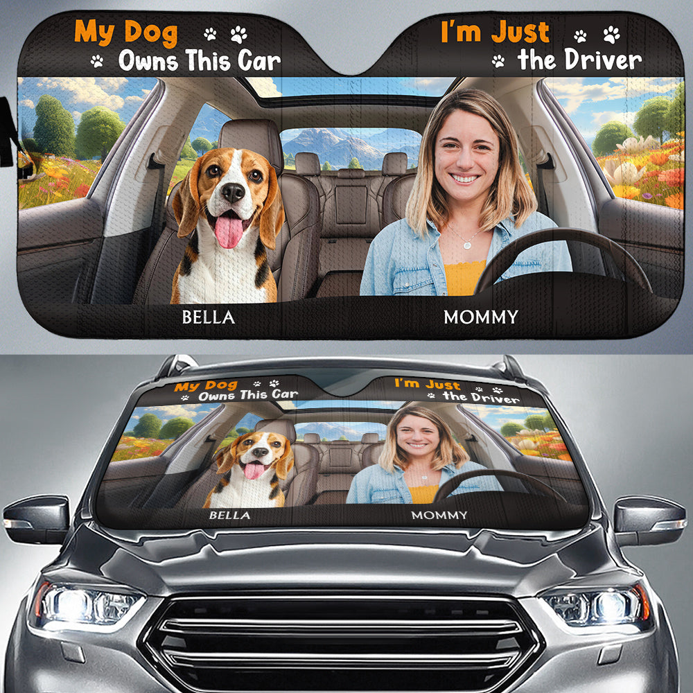 Custom Christmas Birthday Gifts Car Accessories for Dog Parents • My Dog Owns This Car Photo - Personalized Car Sunshade