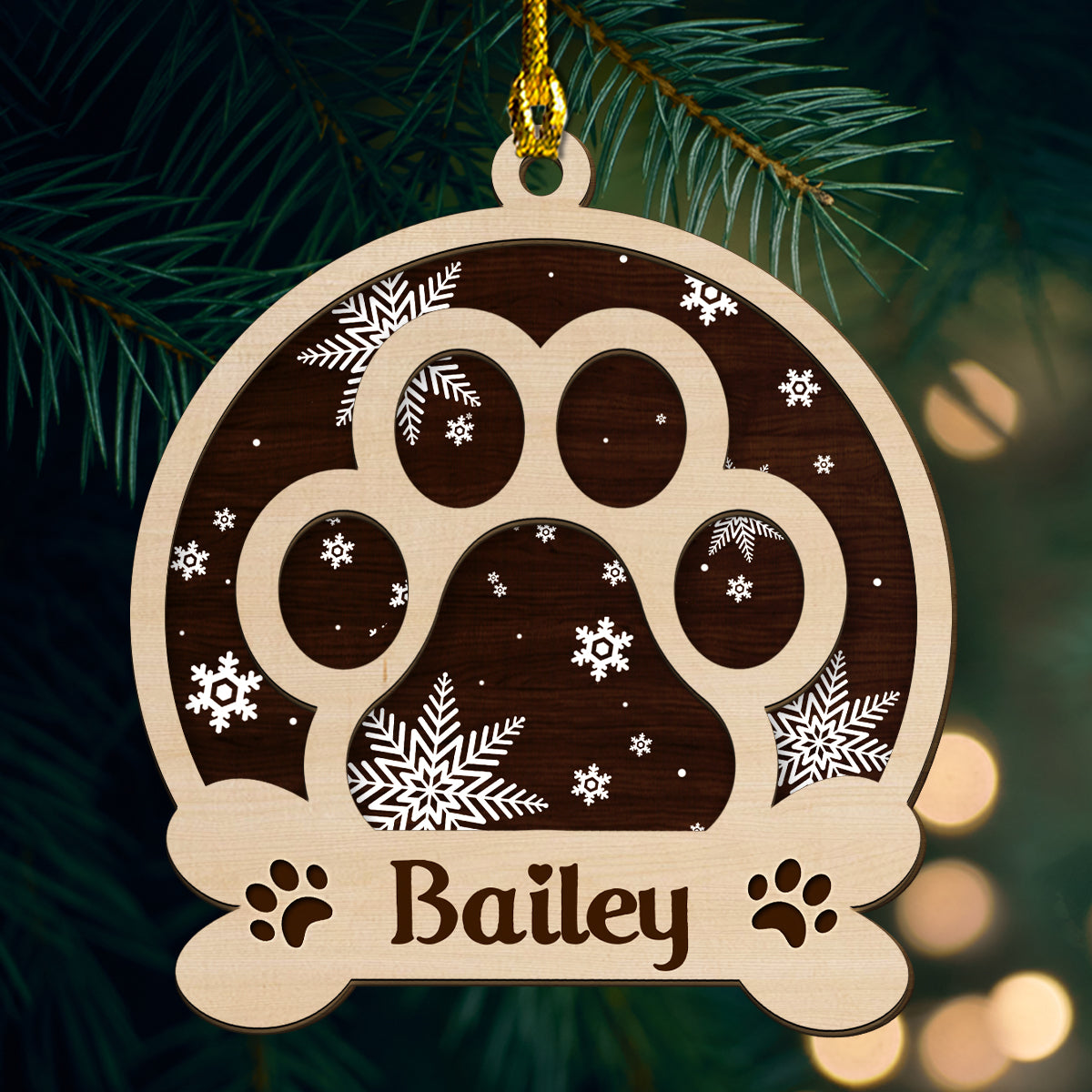 Custom Christmas Decor Home Birthday Gifts For Dog Lovers, Dog Dad And Mom • Dog Name Christmas - Personalized 2-layered Wood Ornament