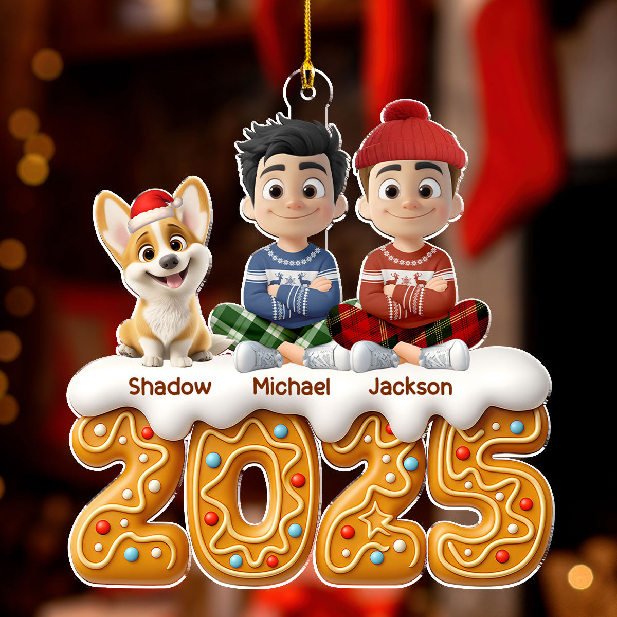 Custom Christmas Decor Home Birthday Gifts For Dog Lovers • Couple And Dog Of The Year Version 2 - Personalized Acrylic Ornament