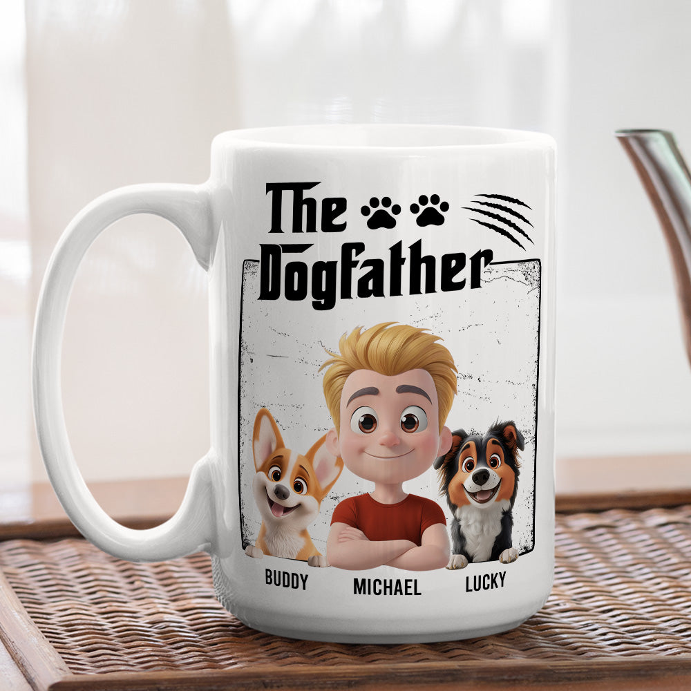 Custom Father's day Birthday Gifts For Dog Dad, Dog Lovers • The Dogfather - Personalized Coffee Mug