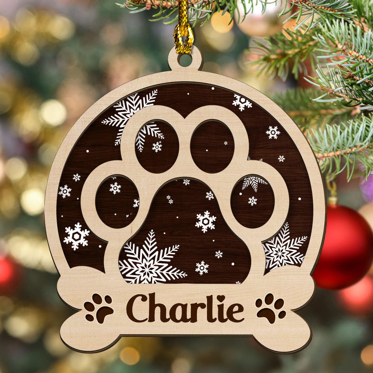 Custom Christmas Decor Home Birthday Gifts For Dog Lovers, Dog Dad And Mom • Dog Name Christmas - Personalized 2-layered Wood Ornament
