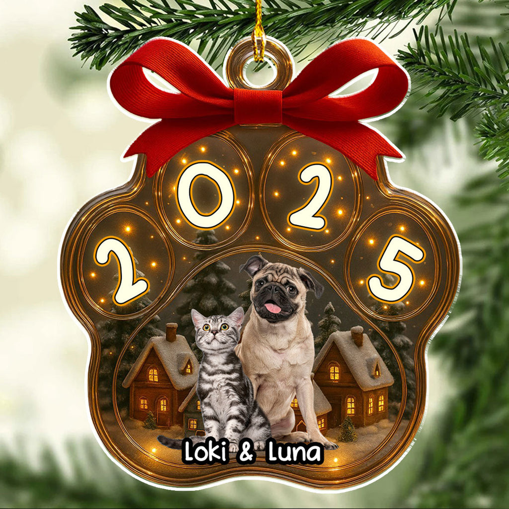 Custom Christmas Decor Home Birthday Gifts For Pet Mom, Pet Lovers • Snow All Over Here Photo - Personalized 3D Inflated Effect Acrylic Ornament