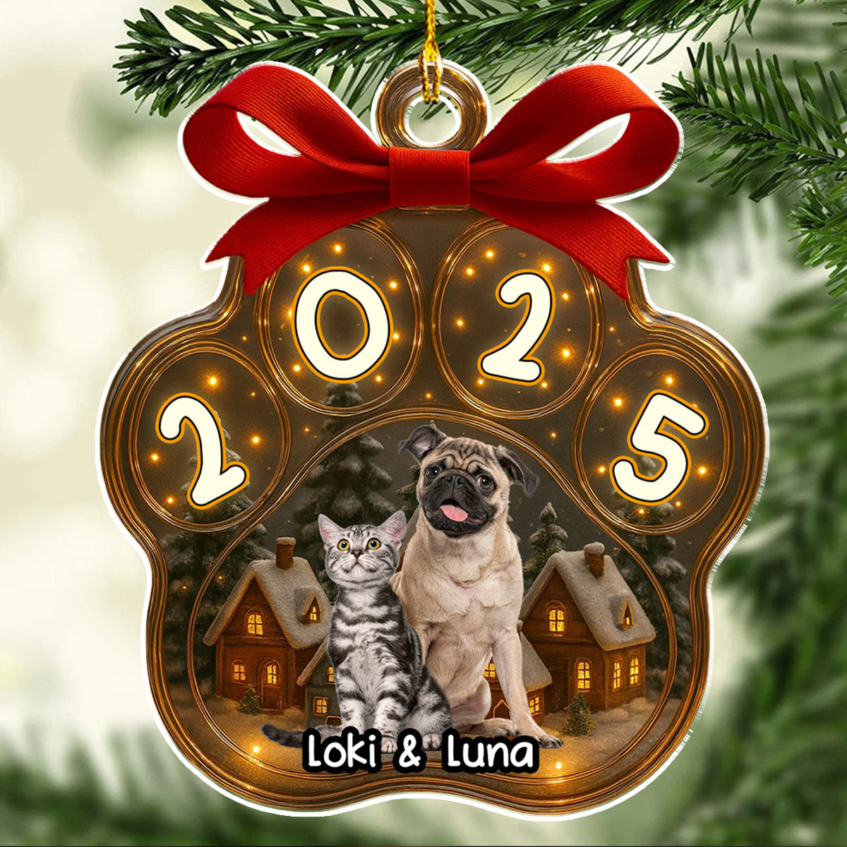 Custom Christmas Decor Home Birthday Gifts For Pet Mom, Pet Lovers • Snow All Over Here Photo - Personalized 3D Inflated Effect Acrylic Ornament