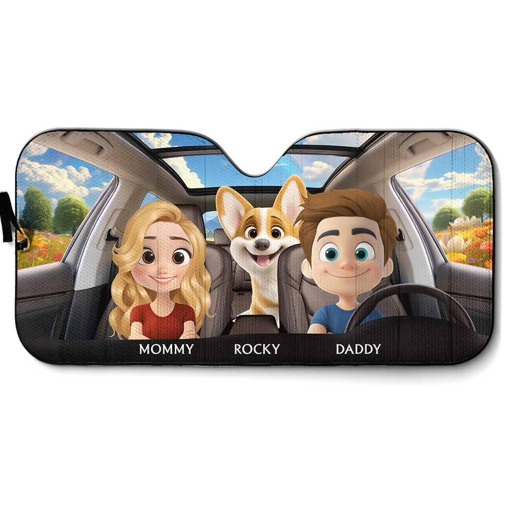 Custom Christmas Birthday Gifts Car Accessories for Dog Parents • Life Is Better With My Dog Couple - Personalized Car Sunshade