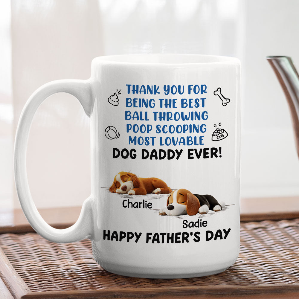 Custom Father's day Birthday Gifts For Dog Dad, Dog Lovers • Most Lovable Daddy Ever - Personalized Coffee Mug